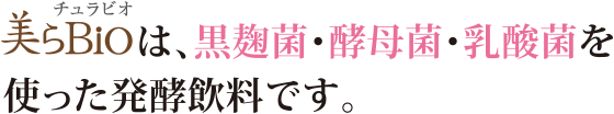 美らBioは、黒麹菌・酵母菌・乳酸菌を使った発酵飲料です。